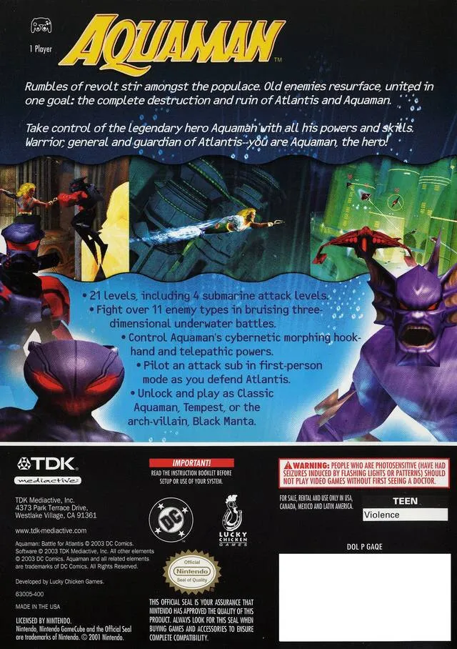 Aquaman: Battle for Atlantis box back