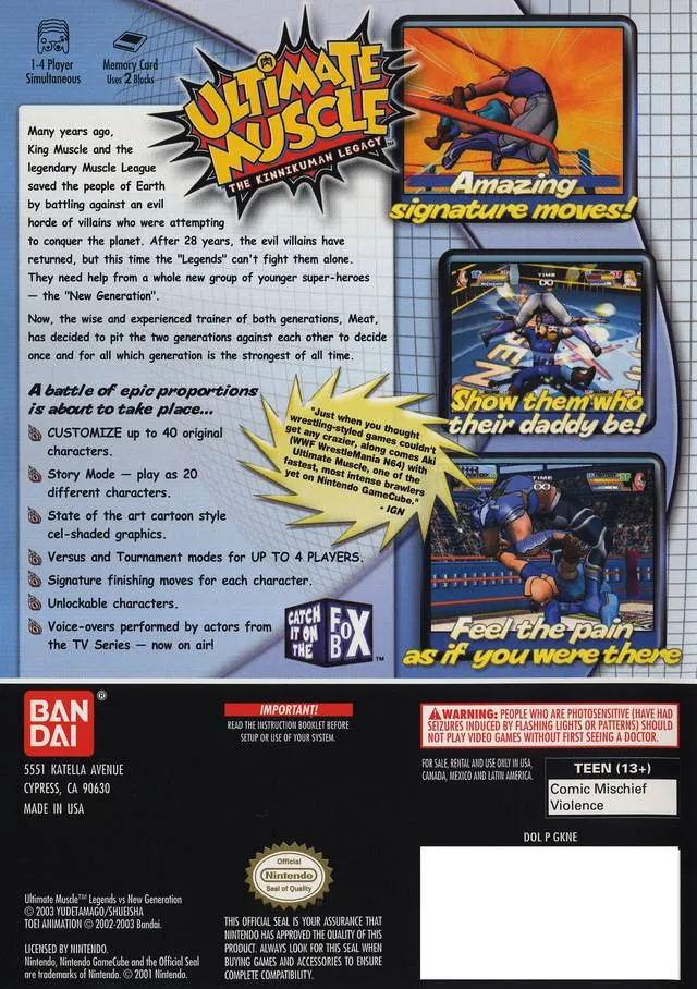 Ultimate Muscle: Legends vs New Generation box back