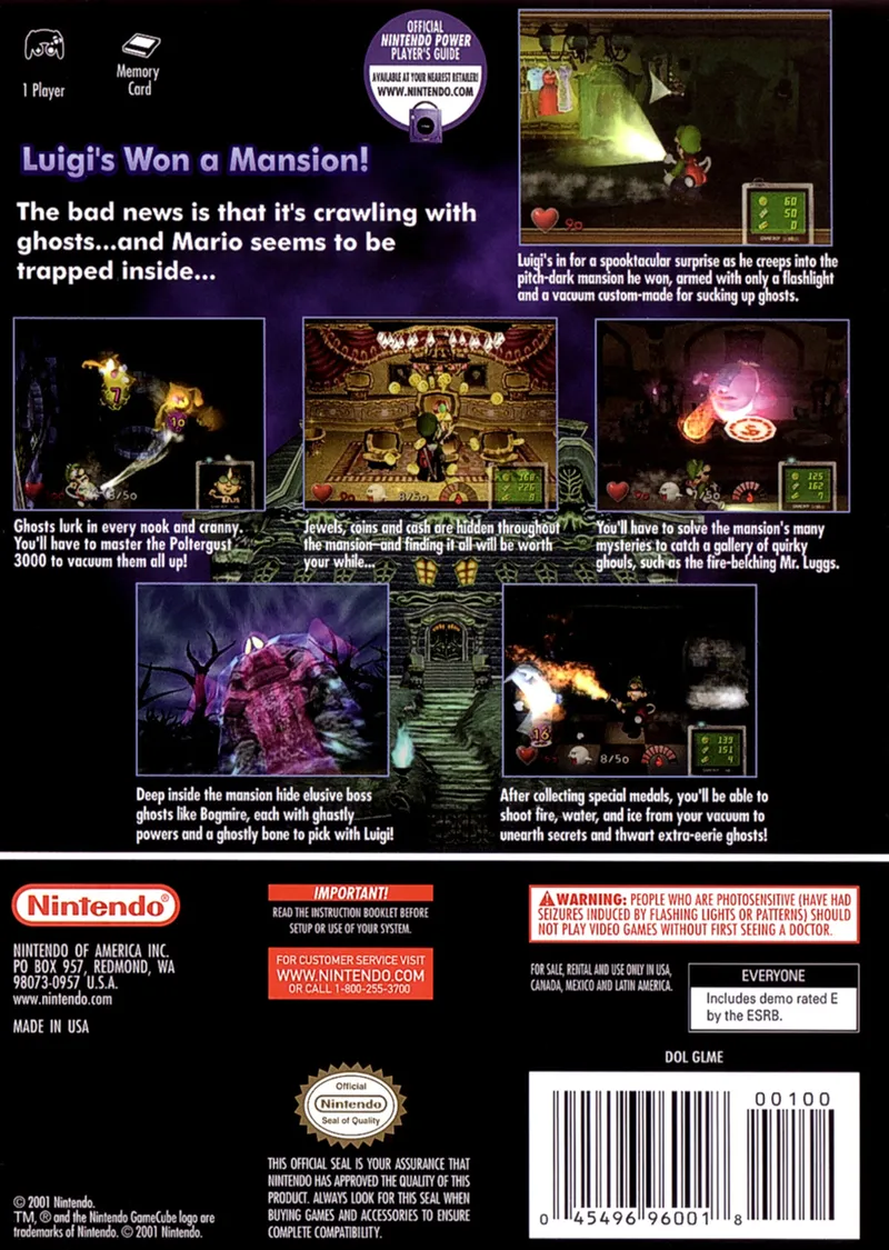 Luigi's Mansion box back