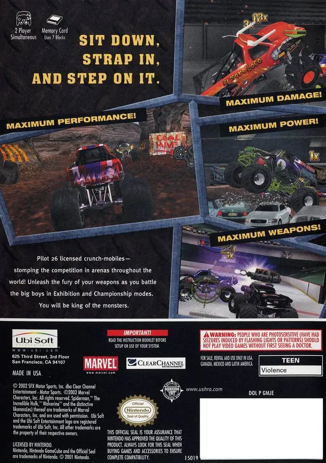 Monster Jam: Maximum Destruction box back