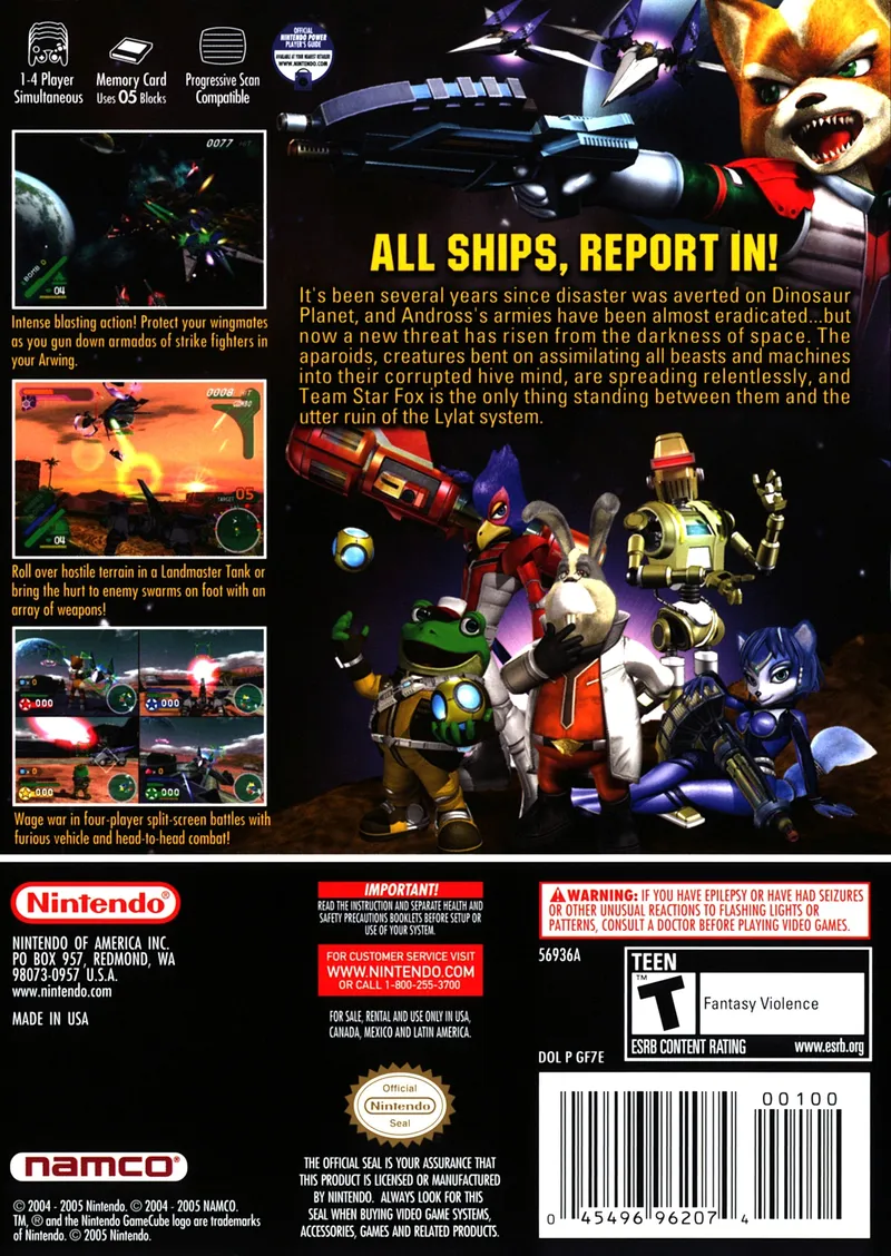 Star Fox Assault box back
