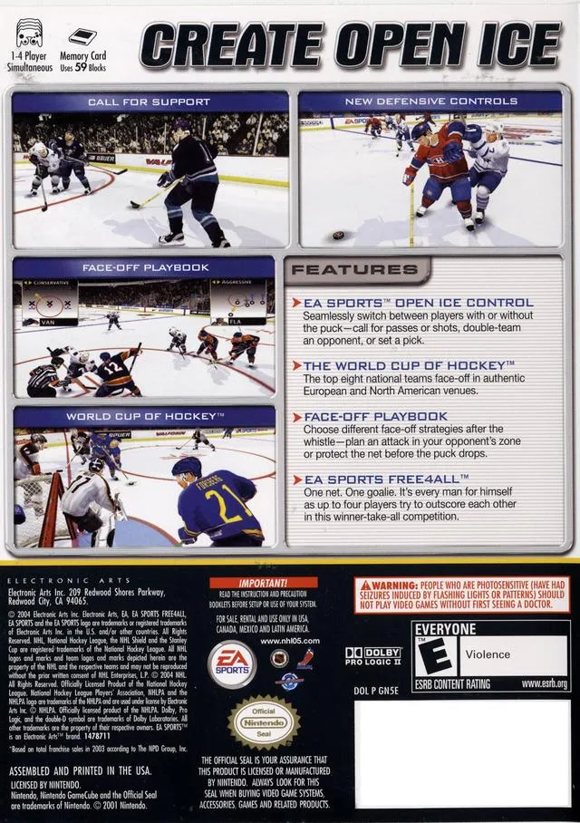 NHL 2005 box back
