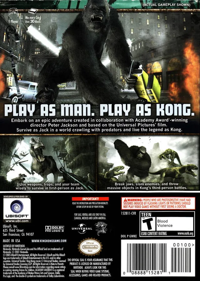 Peter Jackson's King Kong: The Official Game of the Movie box back