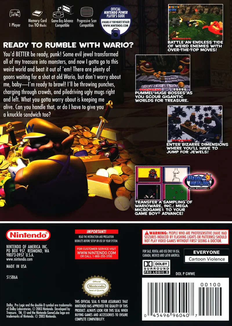 Wario World box back