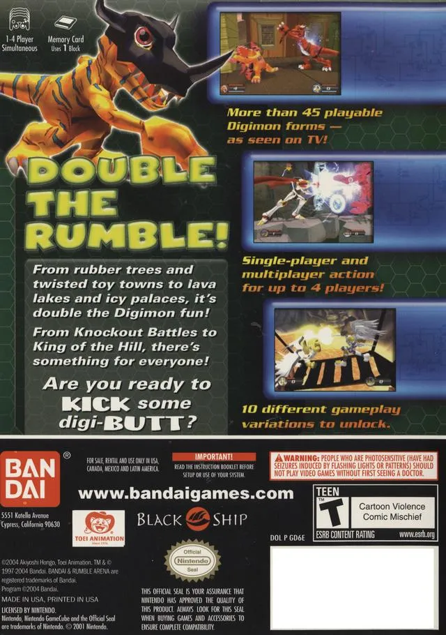 Digimon Rumble Arena 2 box back