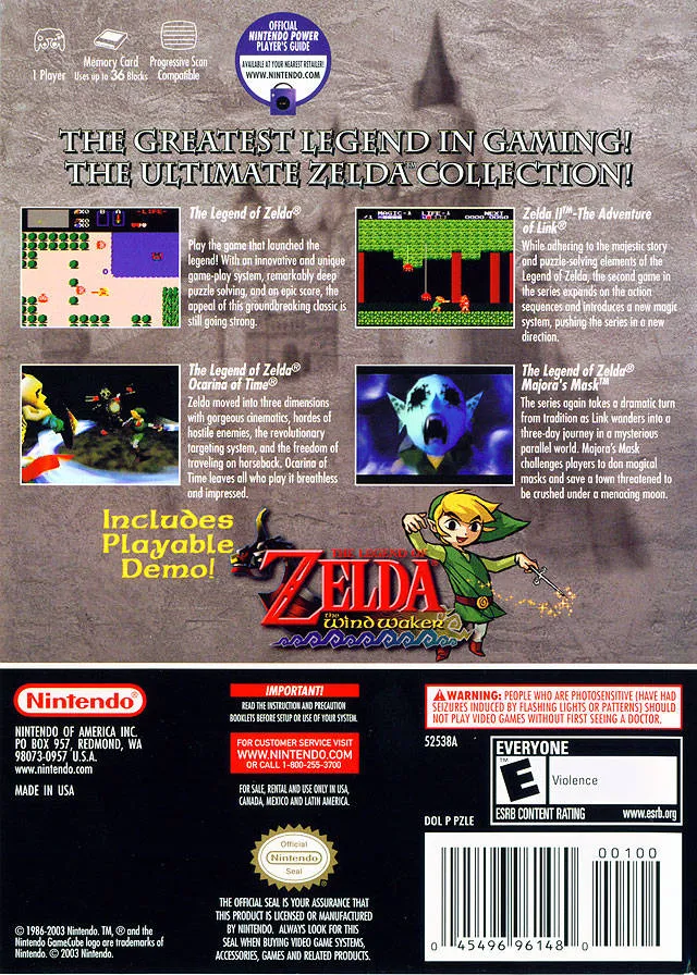 The Legend of Zelda: Collector's Edition box back