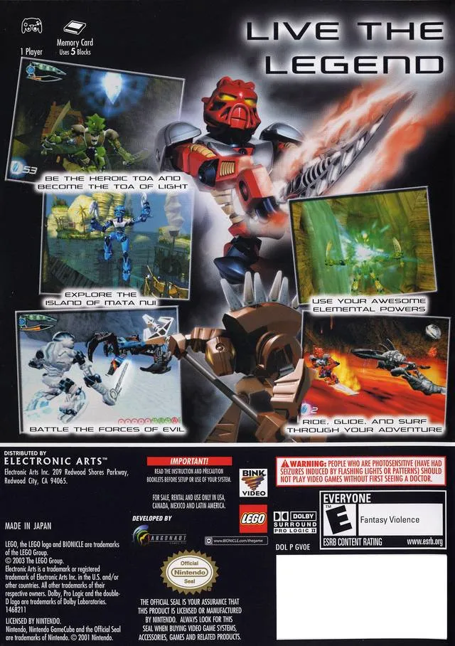 Bionicle: The Game box back