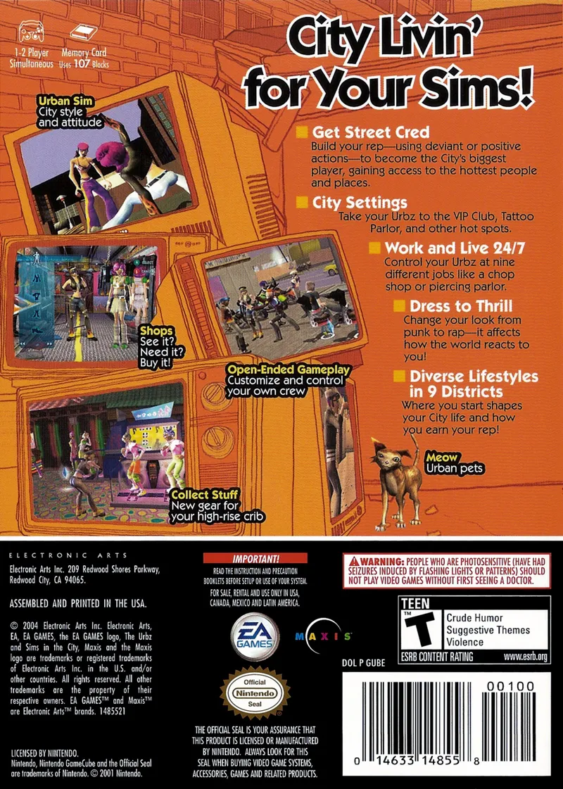 The Urbz: Sims in the City box back