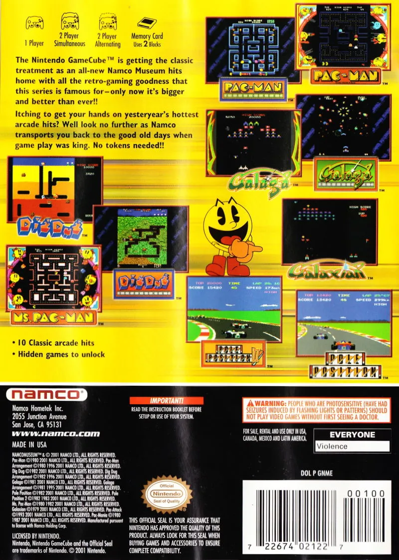 Namco Museum box back