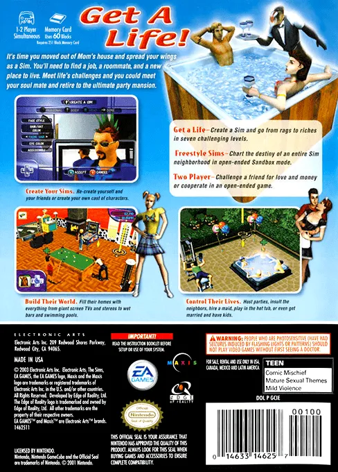 The Sims box back