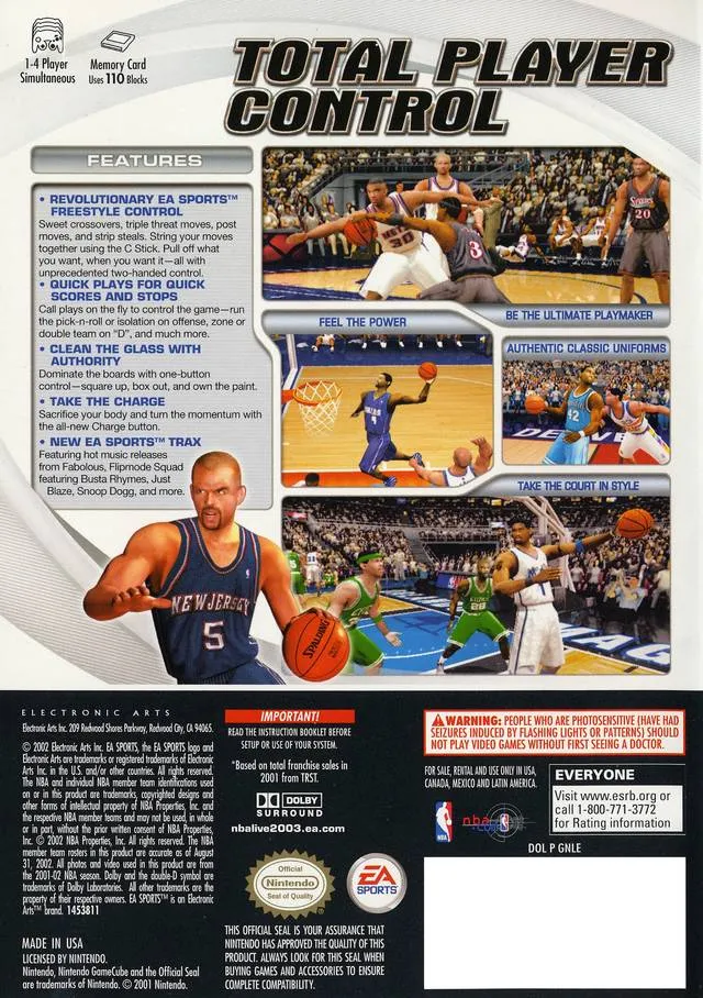 NBA Live 2003 box back