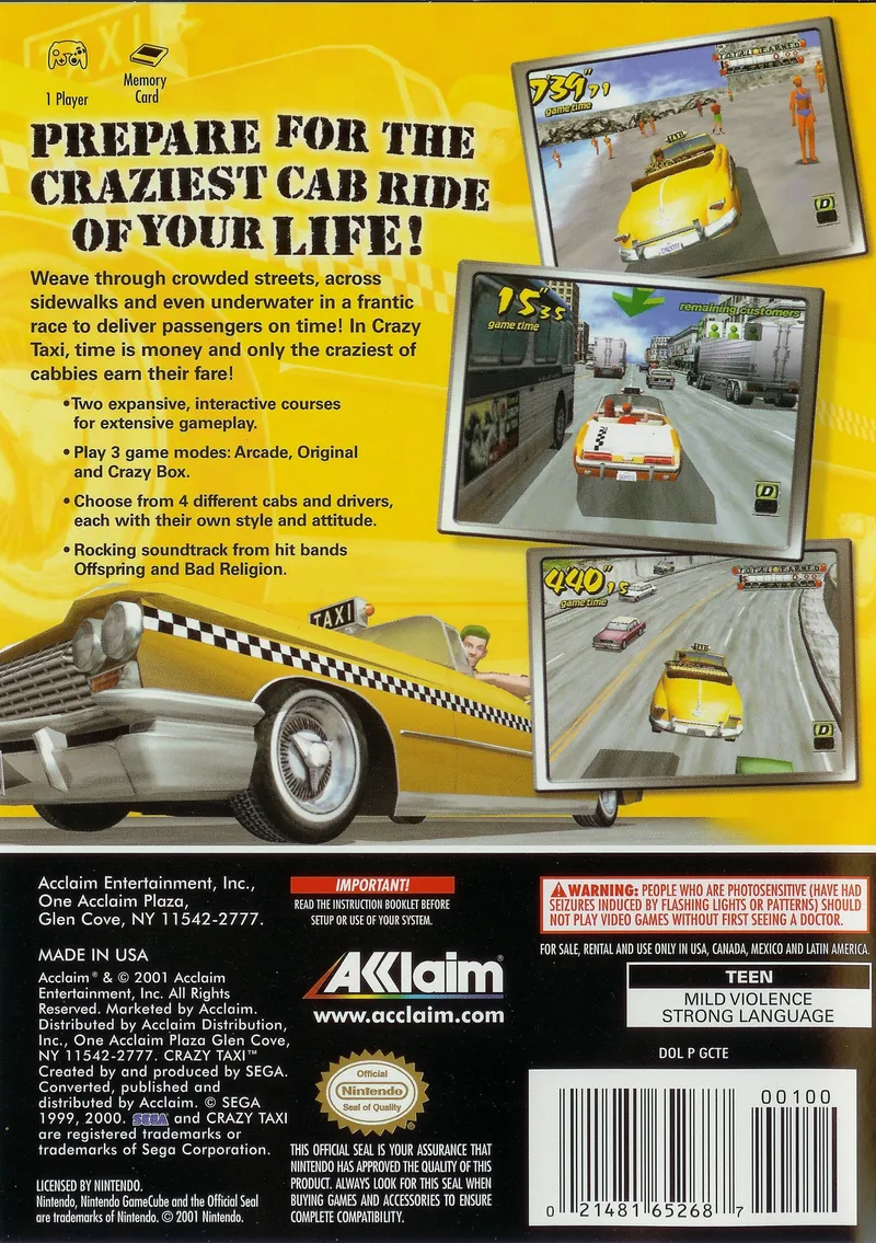 Crazy Taxi box back