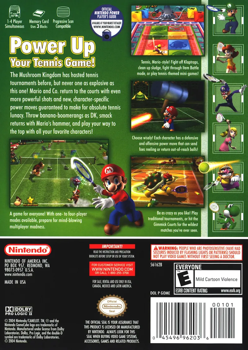 Mario Power Tennis box back