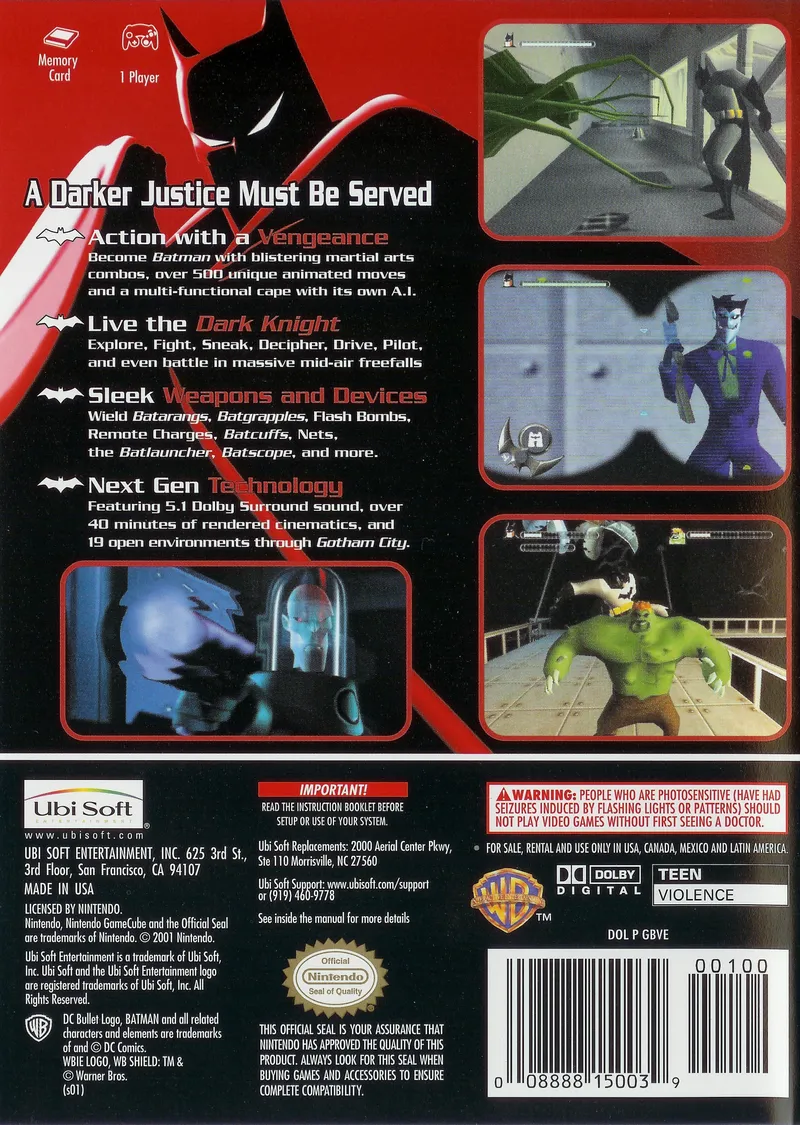 Batman: Vengeance box back