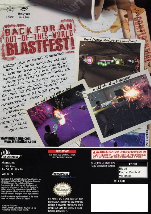 Men in Black II: Alien Escape box back