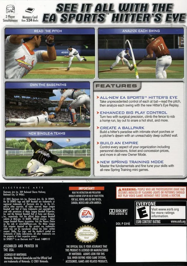 MVP Baseball 2005 box back