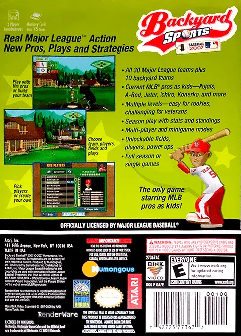 Backyard Baseball 2007 box back