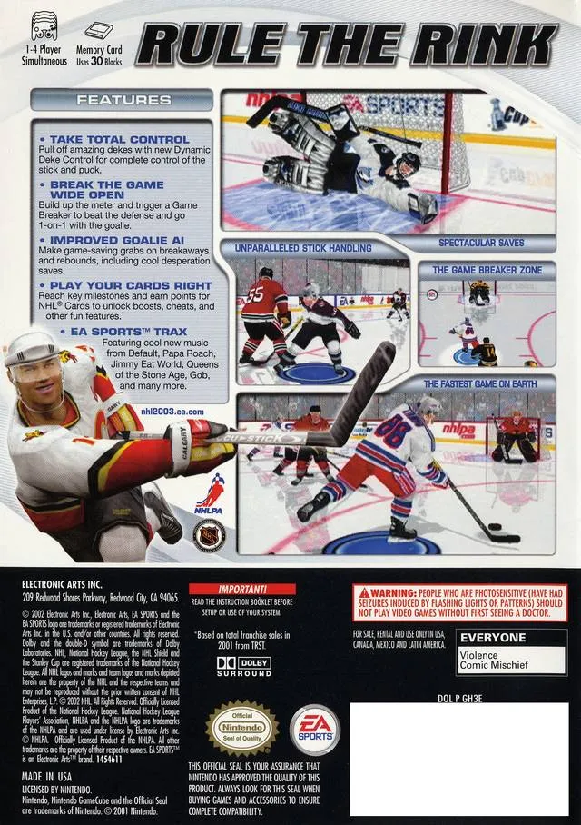 NHL 2003 box back