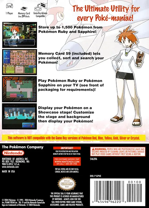 Pokemon Box Ruby and Sapphire box back