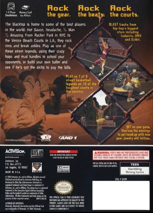 Street Hoops box back