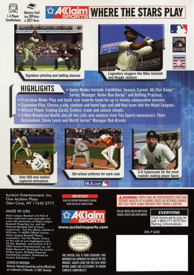 All-Star Baseball 2003 box back