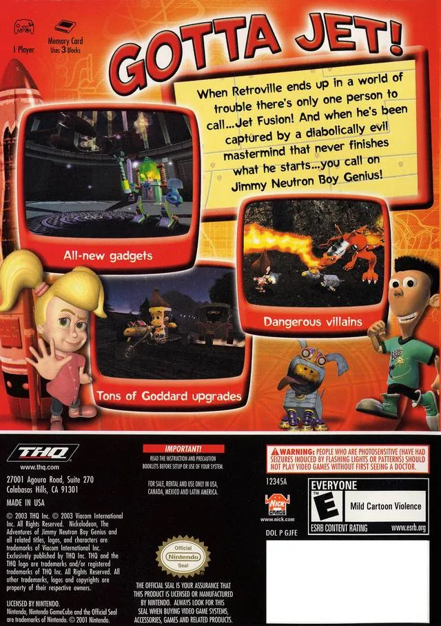 The Adventures of Jimmy Neutron: Boy Genius: Jet Fusion box back