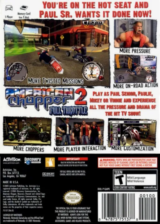 American Chopper 2: Full Throttle box back