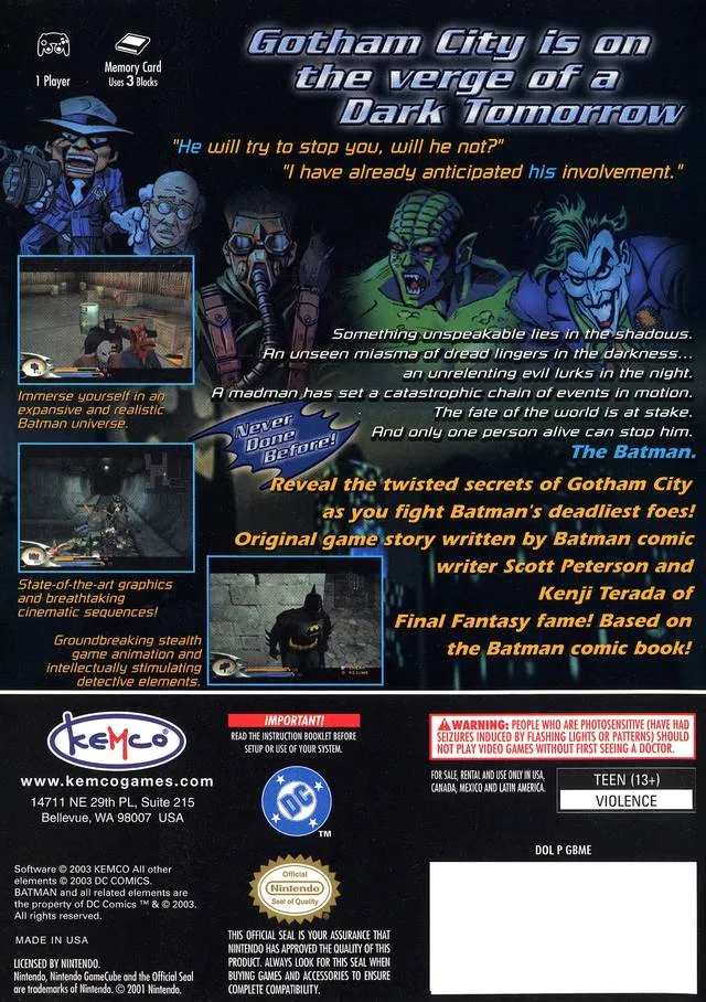 Batman: Dark Tomorrow box back