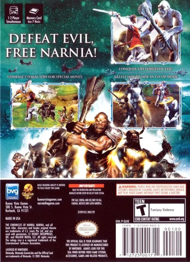 The Chronicles of Narnia: The Lion, the Witch and the Wardrobe box back