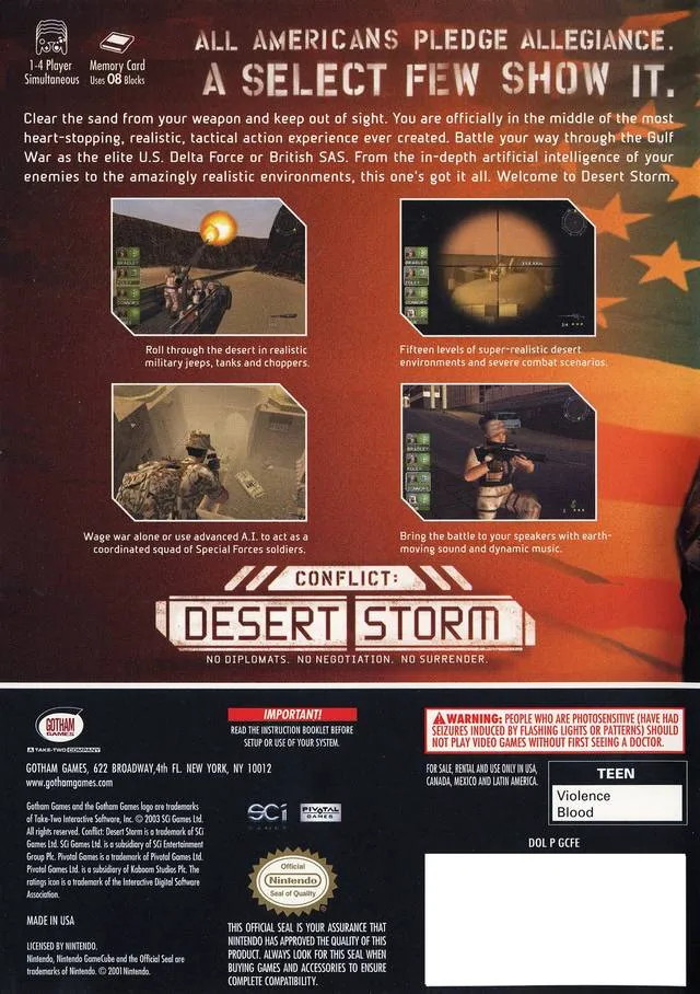 Conflict: Desert Storm box back