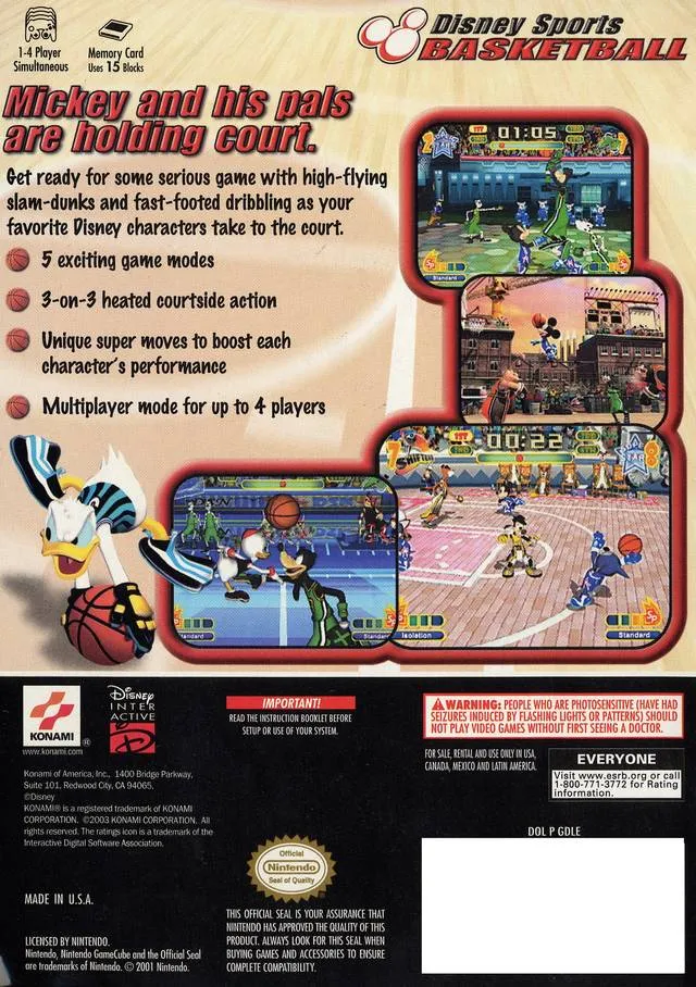 Disney Sports: Basketball box back