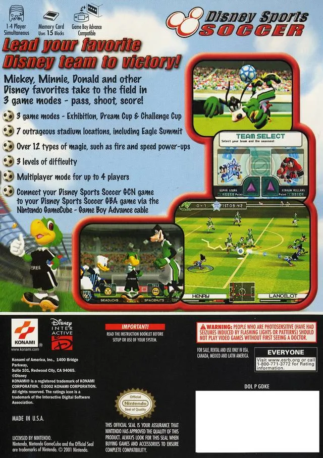 Disney Sports: Soccer box back