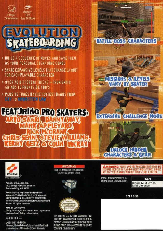 Evolution Skateboarding box back