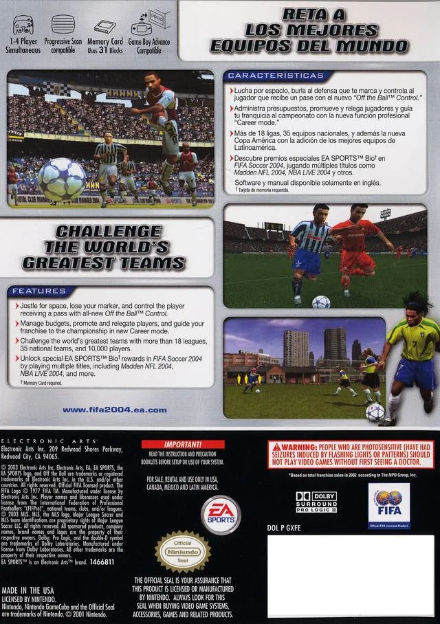 FIFA Soccer 2004 box back