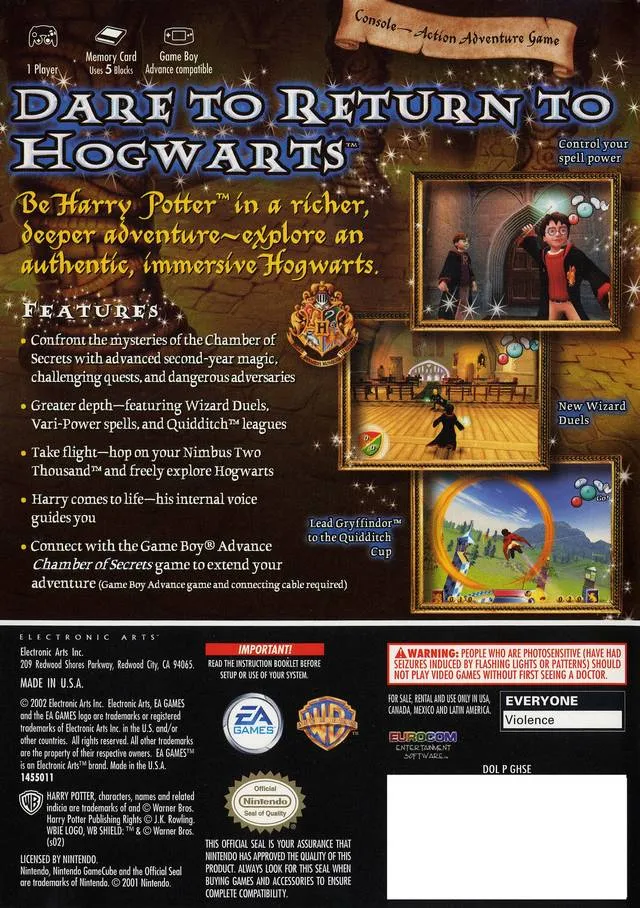 Harry Potter and the Chamber of Secrets box back
