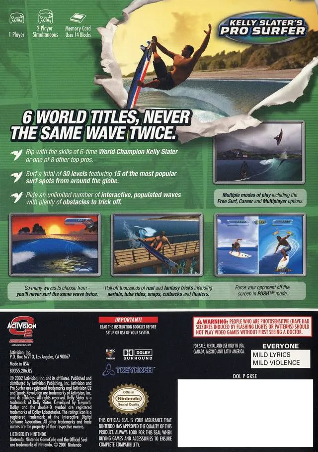 Kelly Slater's Pro Surfer box back