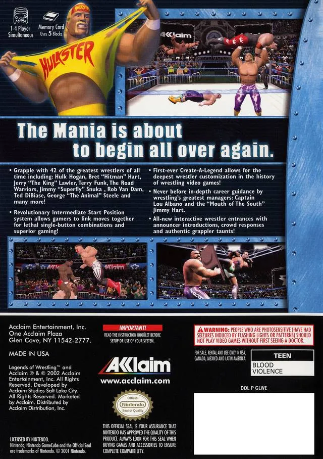 Legends of Wrestling box back