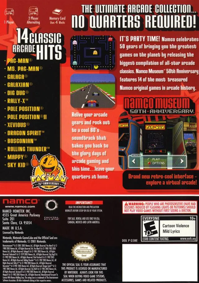 Namco Museum 50th Anniversary box back