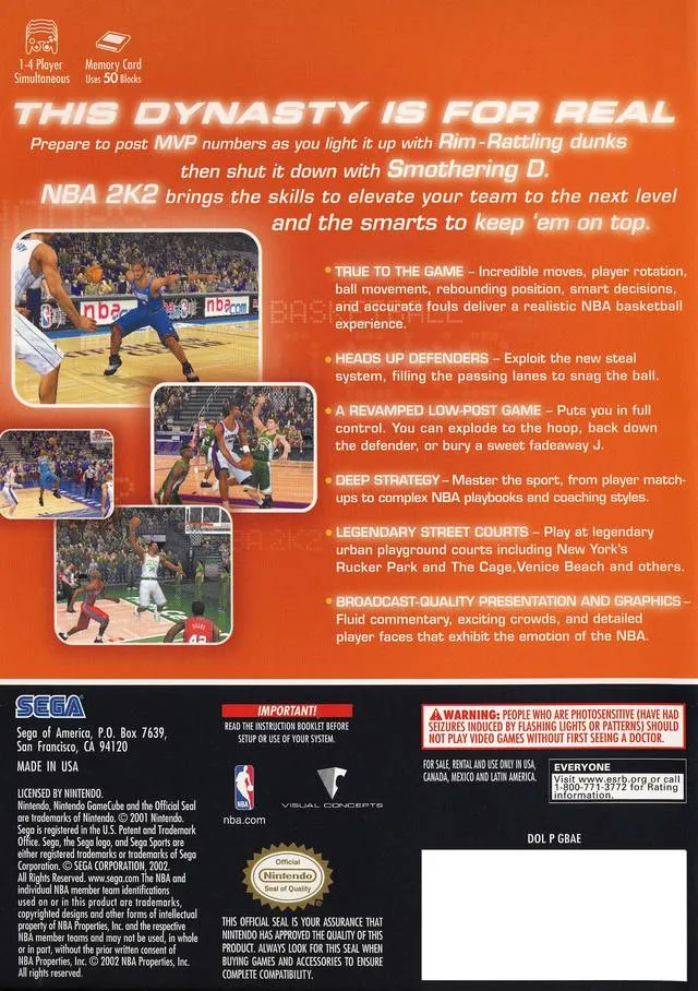NBA 2K2 box back