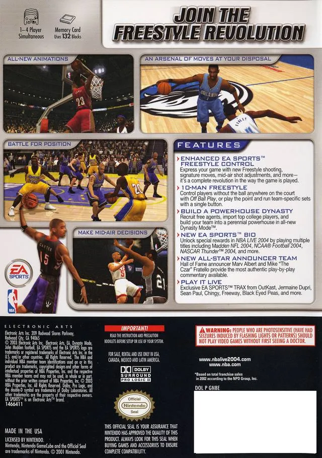NBA Live 2004 box back