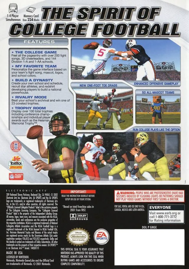 NCAA Football 2003 box back