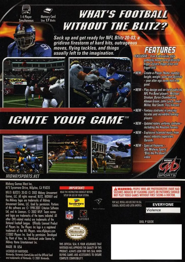 NFL Blitz 2003 box back