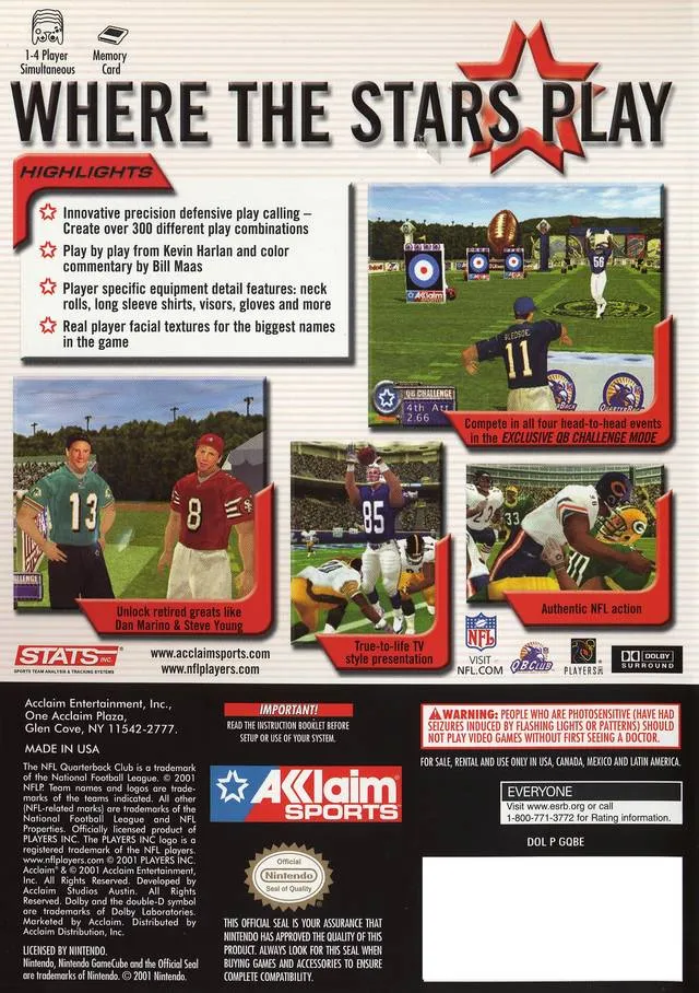 NFL QB Club 2002 box back
