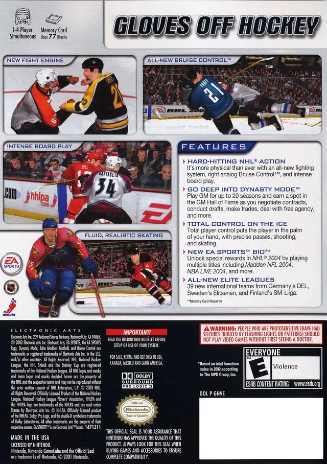 NHL 2004 box back