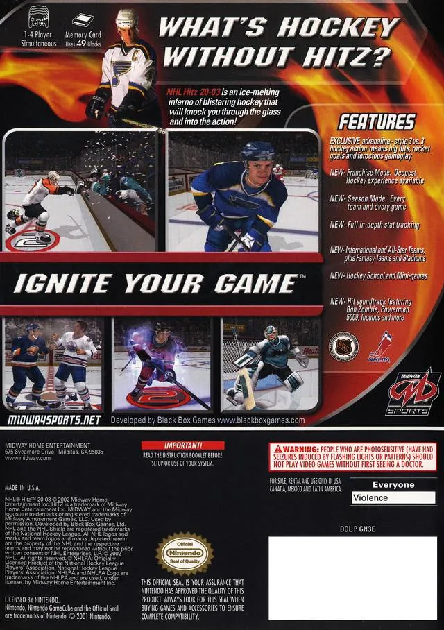 NHL Hitz 2003 box back