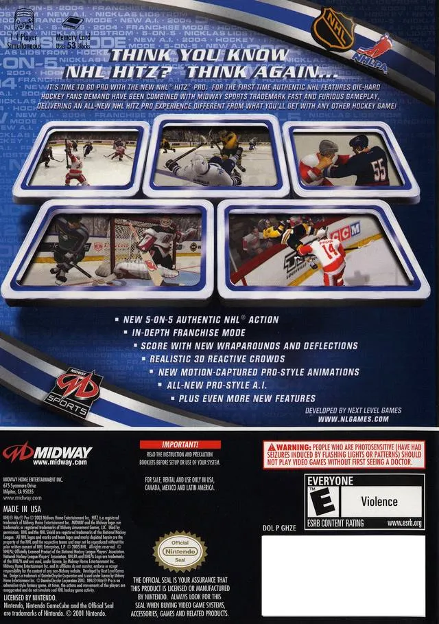 NHL Hitz Pro box back
