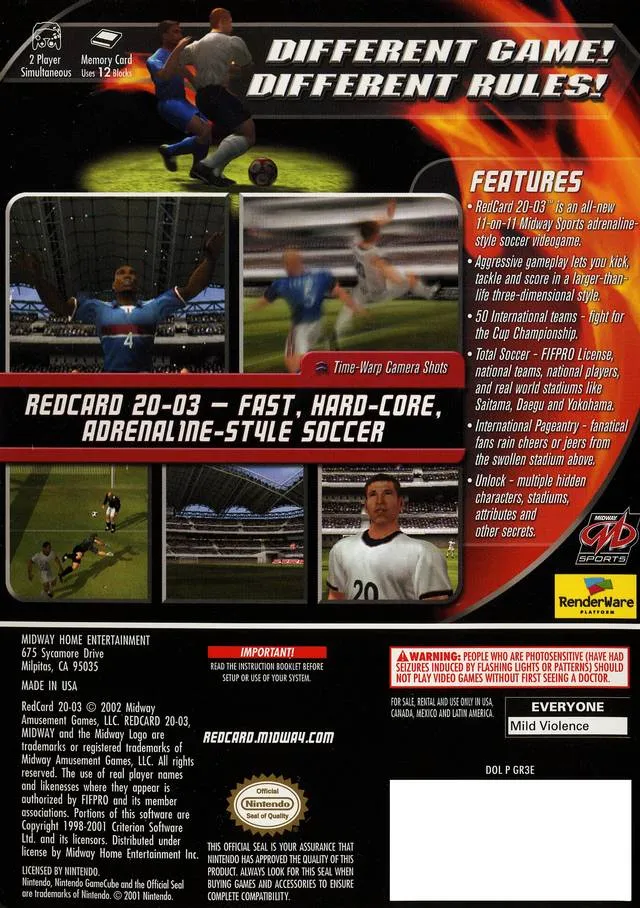 RedCard 2003 box back