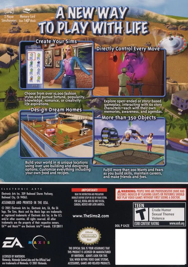 The Sims 2 box back