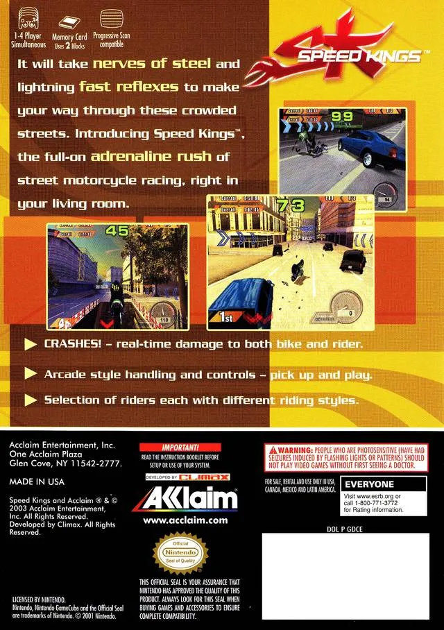 Speed Kings box back
