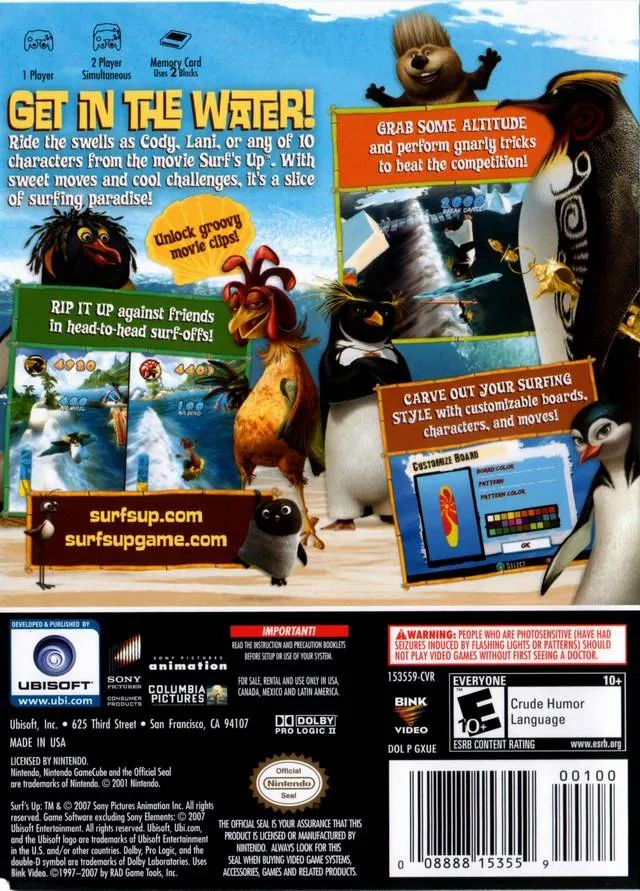 Surf's Up box back